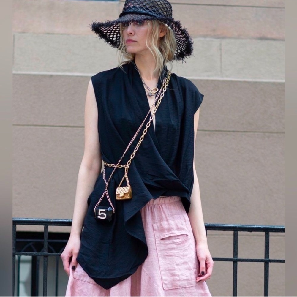 Mini Double Fashion Tassel Gold Chain Belt with mini Bag - Picture 14 of 16